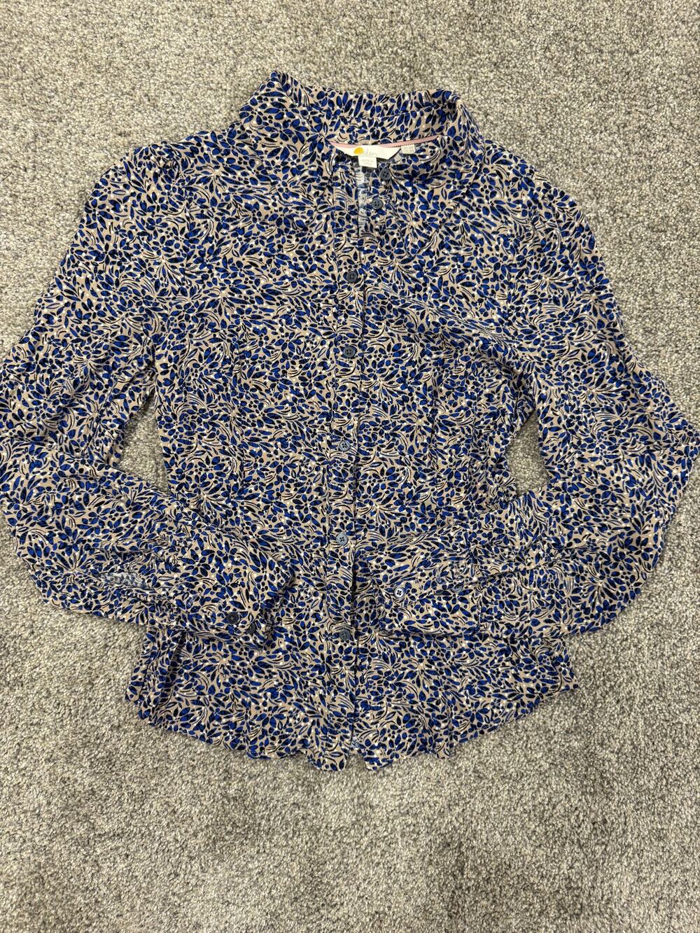 Boden Women's Blue & Cream Floral Button-Down Blouse
